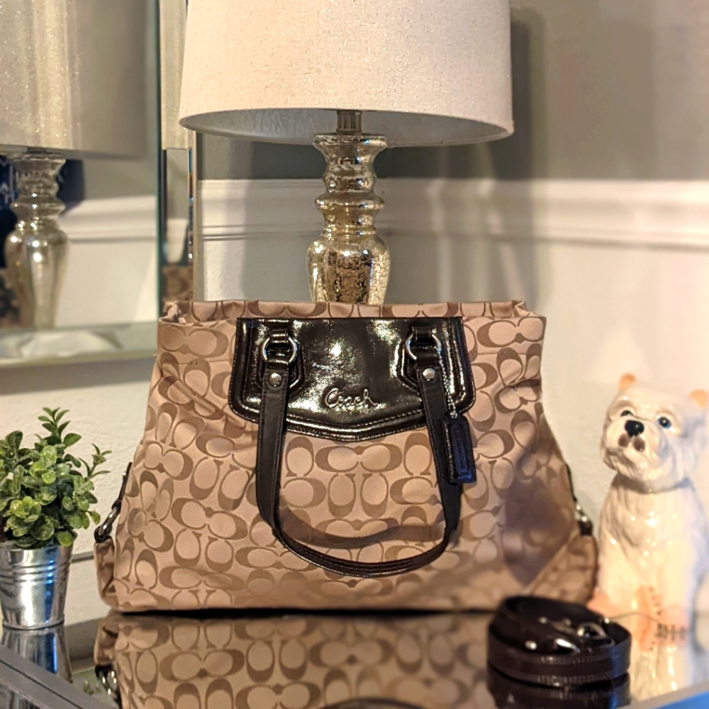 Coach Ashley sateen signature satchel  canves tote